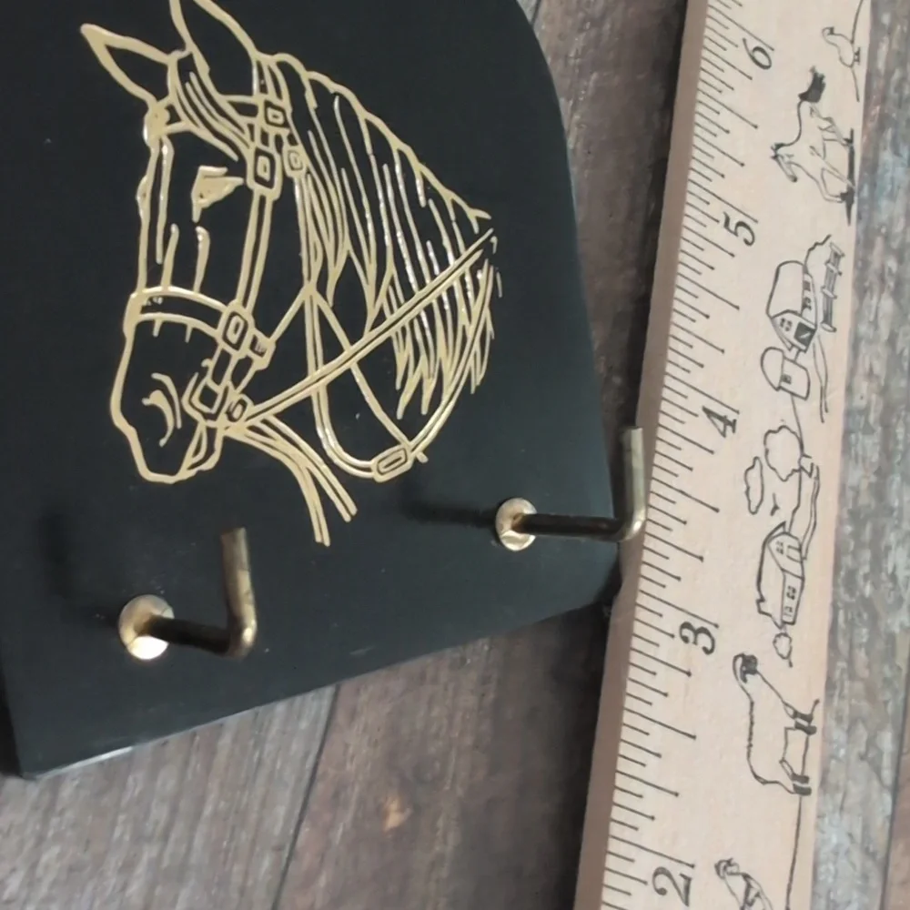 Vintage MCM‎ Horse Equestrian Engraved Wall Plaque And Horse Head Brush